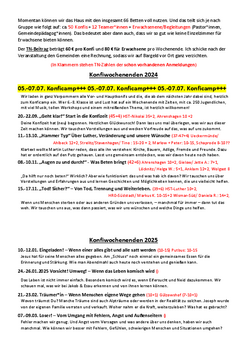 Jahresplan 2024/25 Konfi-WE in Sassen