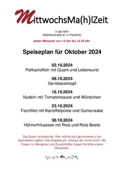 Speiseplan Oktober 2024