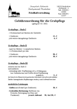 Grabpflege Gebühren