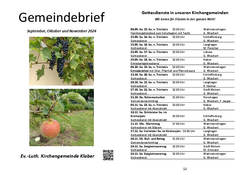 Gemeindebrief Klaber September, Oktober und November 2024